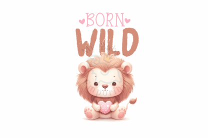Baby Long Sleeve Onesie - Born Wild with Lion - Image 2