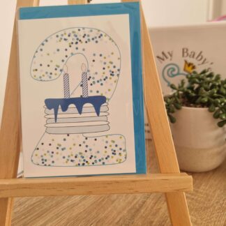 Baby Cards - "2" in Blue
