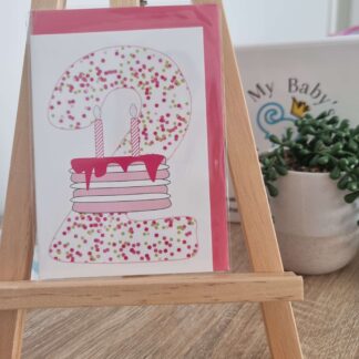 Baby Cards - "2" in Pink
