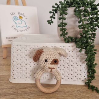 Crocheted Animal Rattle - Dog