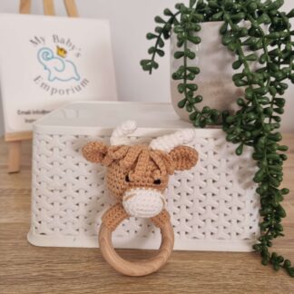 Crocheted Animal Rattle - Cow