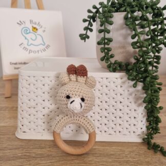 Crocheted Animal Rattle - Brown Giraffe