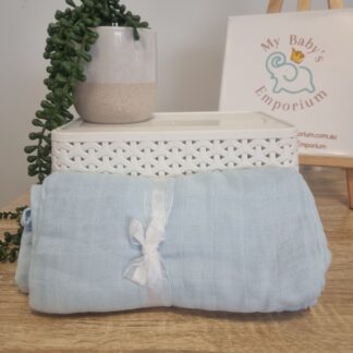 Soft Bamboo Cotton Muslin Wrap – Extra Large & Versatile - Blue