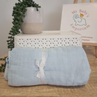 Soft Bamboo Cotton Muslin Wrap – Extra Large & Versatile - Blue