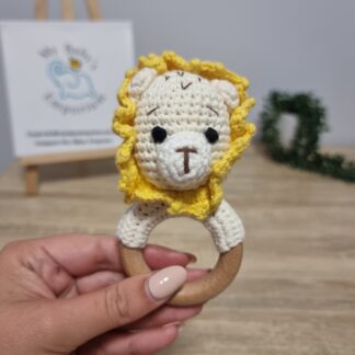 Crocheted Animal Rattle - Yellow Lion
