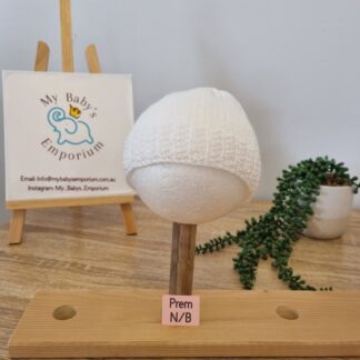 Baby Beanies Prem to Newborn - white