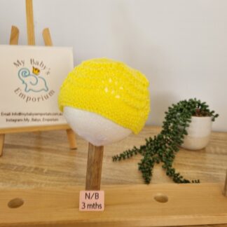 Baby Beanies Newborn to 3 Months - yellow lace