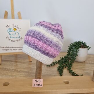 Baby Beanies Newborn to 3 Months - purple/pink