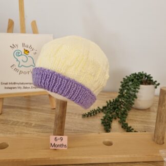 Baby Beanies 6 - 9 Months - mauve/cream