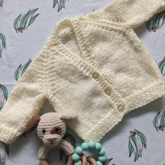 Personalised Hand Knitted Newborn Cardigan - Cream