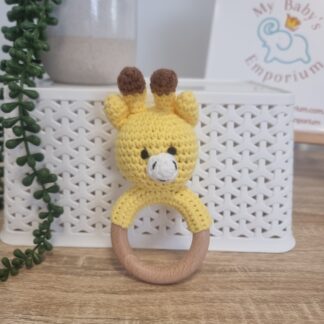 Crocheted Animal Rattle - Yellow Giraffe