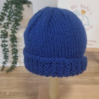 Baby Beanies Newborn to 3 Months - royal blue plain