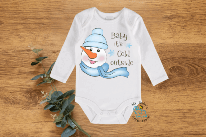 Baby Long Sleeve Onesie - Baby It’s Cold Outside Snowman