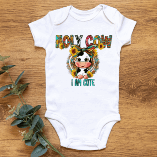 Baby Short Sleeve Onesie - Howly Cow I Am Cute