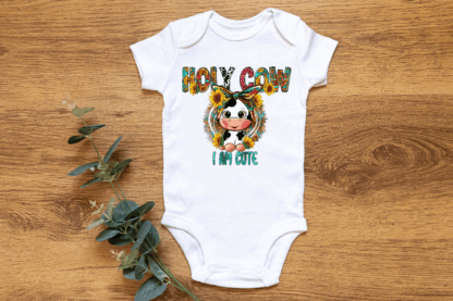 Baby Short Sleeve Onesie - Howly Cow I Am Cute