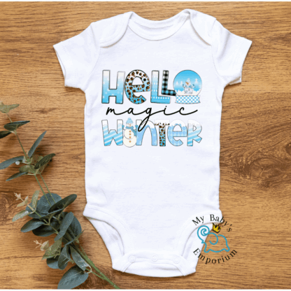 Baby Short Sleeve Onesie - Hello Magic Winter