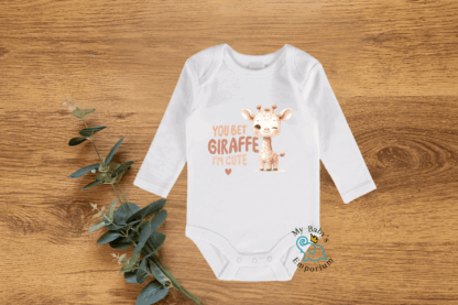 Baby Long Sleeve Onesie - You Bet Giraffe I'm Cute
