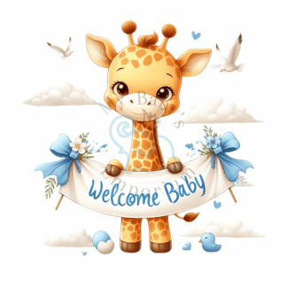 “Welcome Baby” Personalised Animal Onesie 🍼 - Prem (00000), Giraffe