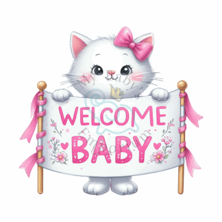 “Welcome Baby” Personalised Animal Onesie 🍼 - Prem (00000), Cat