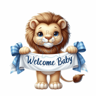“Welcome Baby” Personalised Animal Onesie 🍼 - Prem (00000), Lion