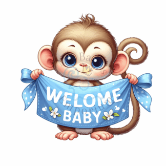 “Welcome Baby” Personalised Animal Onesie 🍼 - Prem (00000), Monkey